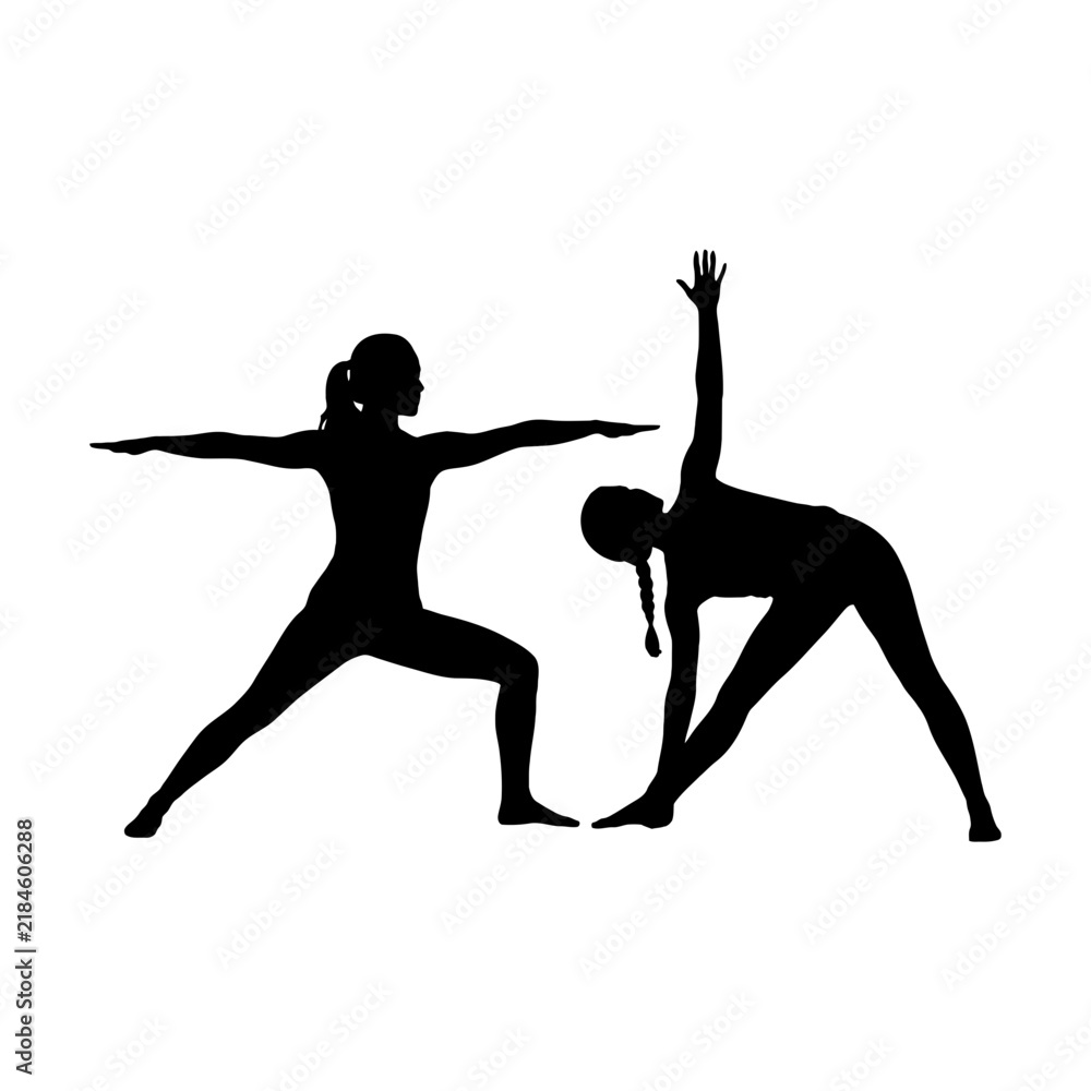 Fototapeta premium Two people practicing yoga poses together outdoors