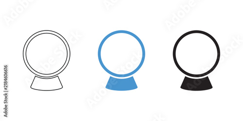Set of three round globe icons with different line styles isolated on white background