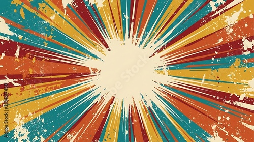Colorful abstract radial sunburst background with vibrant lines and a bright central light spot for graphic designs