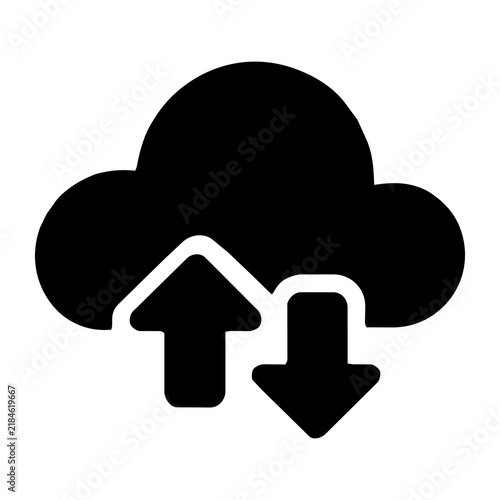 Obraz na płótnie Cloud computing icon with upload and download arrows for digital data transfer interface