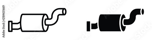 Bild auf Leinwand Car Exhaust Muffler Icons, Automotive Part Symbols, Vehicle System Silhouettes