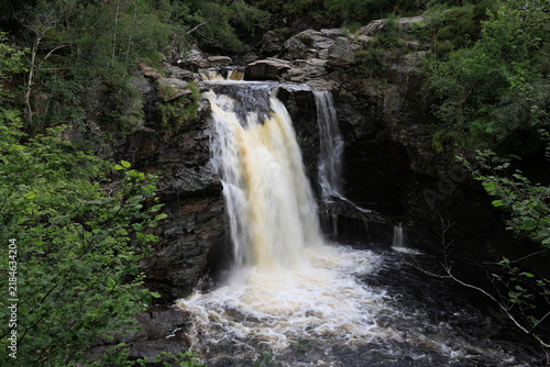 Landscape photo of a waterfall Falls Of Falloch in the Scottish Highlands, United Kingdom