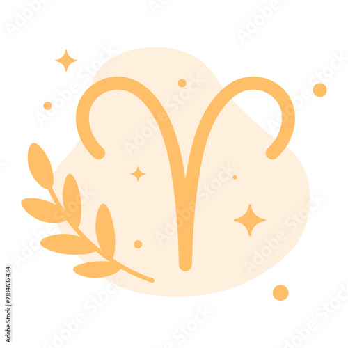 Aries Zodiac Sign Symbol Vector Illustration in Cute Aesthetic Style