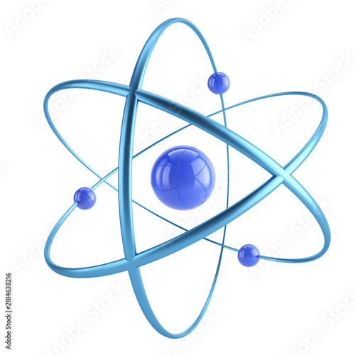 Atom 3d icon. Science, Quantum Physics concept - Molecule symbol or atom symbol isolated on white - 3d illustration