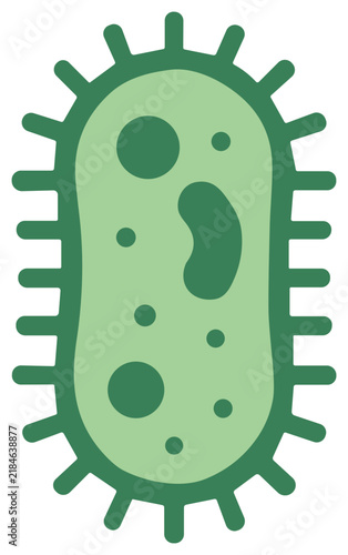 Green Microbe Bacterium Vector Illustration Isolated on Black Background - Professional Biology Icon Representing Germs, Pathogens, or Microscopic Cell Life for Medical and Scientific Projects.