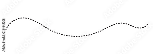 Картината върху платно Black dashed curved line on white background with a single undulating wave shape