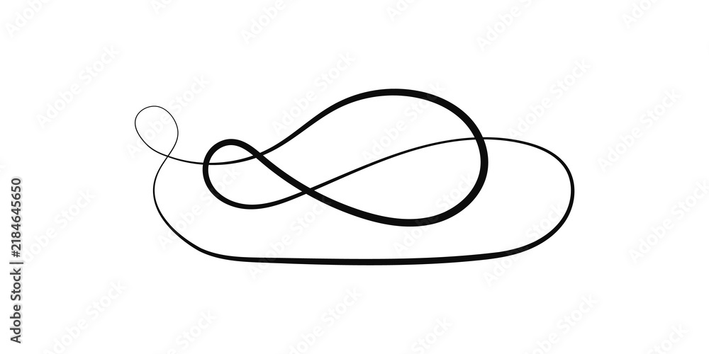 Obraz premium Minimalist continuous line art swirl transparent PNG. Modern abstract black hand-drawn loop and curvy elegant flourish element for digital design