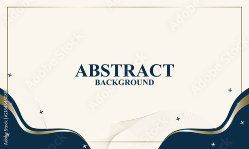Abstract background with flowing dark blue shapes and beige tones.