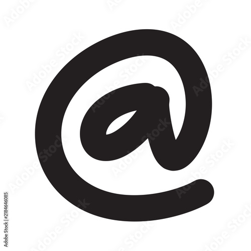 Black At Symbol Icon Isolated on White Background.