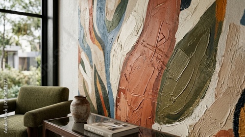 Abstract Textured Wall Art with Earthy Tones and Natural Elements