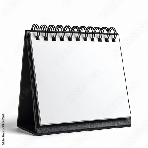 Blank desk calendar mockup with spiral binding on white background, copy space