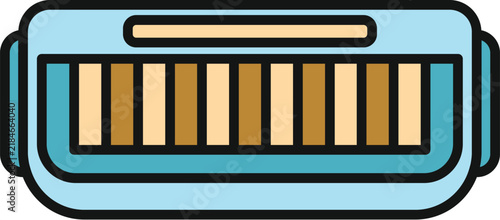 Photography Harmonica, a diatonic reed instrument, featuring an outline style