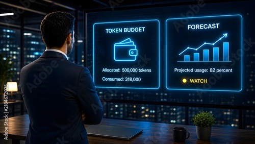 Token budget with allocated consumed and projected usage forecast