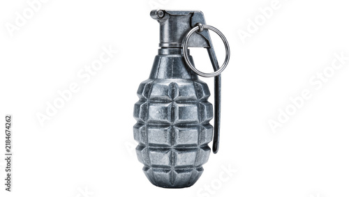 Konstfotografi Metal fragmentation hand grenade with pull pin and ring, isolated on transparent