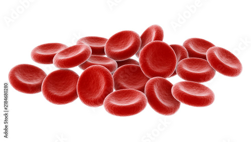 Fotografie Pile of red blood cells, isolated on transparent background