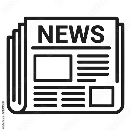 Vector line icon of a newspaper with the word NEWS