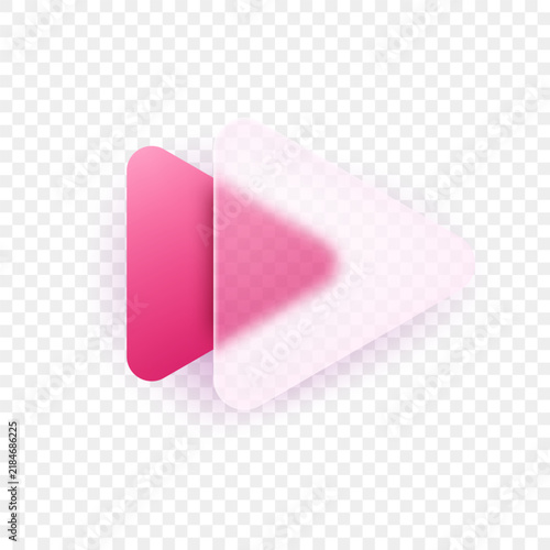 Glassmorphism Pink Play Button Icon, PNG Ready, Vector Illustration