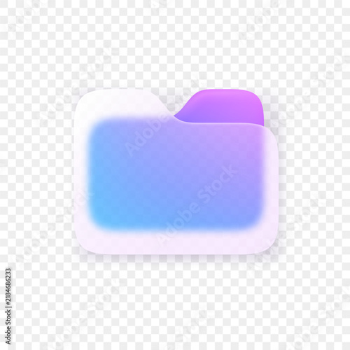Glassmorphism Folder Icon with Gradient Blur, PNG Ready, Vector Illustration
