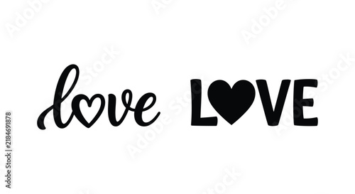 The word love in two distinct fonts presented as a black silhouette affection amorous bond
