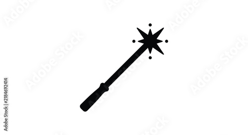 фотографія A black magic wand with star shaped embellishments is shown as a silhouette spar