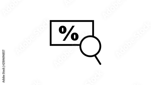 Discount coupon with magnifying glass icon for finding sales offers and promotional deals.