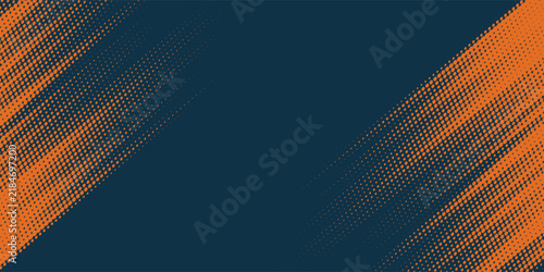 Dots halftone orange and dark blue color pattern gradient grunge texture background