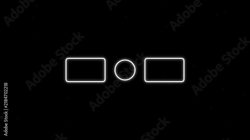 Neon glowing outlines of video end screen elements on a dark starry background