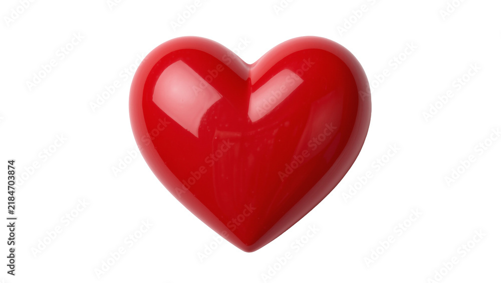 Fototapeta premium Glossy red heart shape, isolated on transparent background