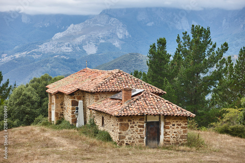 Solitary chapel of San Tirso. Picos de Europa, Cantabria Spain