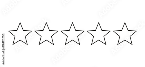 simple black outline five-star icon for customer rating.