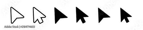Set of computer mouse cursor pointer icons in various styles with interface navigation collection silhouette minimalist software computer technology interaction pictogram isolated vectorial