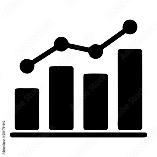 Bar chart graph icon showing data trend and analytics growth with analytics business financial statistics strategy performance investment analysis presentation progress isolated application