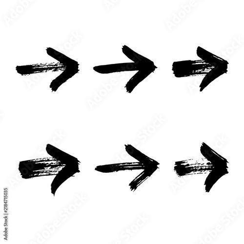 Arrow Right Icon Symbol Set with Brush Outline