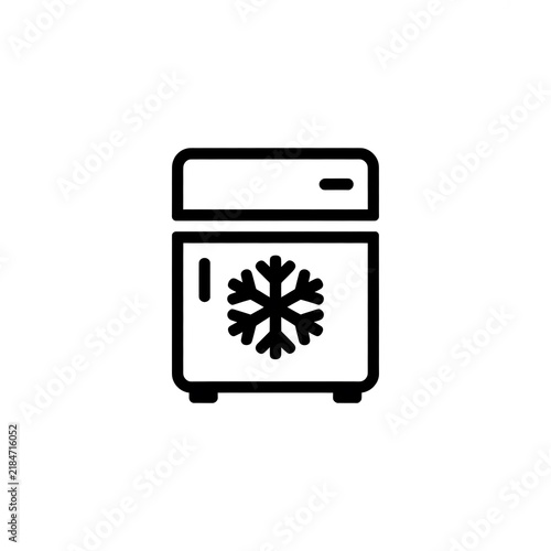 Black and white refrigerator icon with a snowflake symbol
