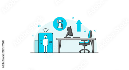 Virtual Office Presence and Remote Work Concept with Teleportation Pod and Digital Connectivity Illustration