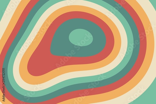 Groovy retro liquid blob background, cream mint 70s psychedelic wavy abstract wallpaper with copy space