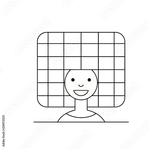 Stylized person with grid hair