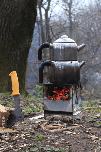 Canvastavla kettle on fire