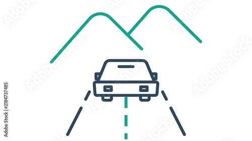 Road trip icon animation. Animation related to tour and holiday. Suitable for user interface, provide visual feedback and more. Alpha channel, transparent background