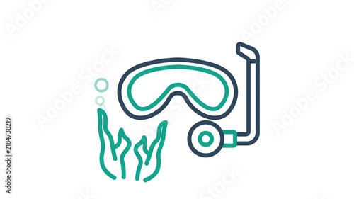 Scuba diving icon animation. Animation related to recreation, adventure and summer. Suitable for user interface, provide visual feedback and more. Alpha channel, transparent background