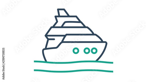 Yacht icon animation. Animation related to recreational boats and summer. Suitable for user interface, provide visual feedback and more. Alpha channel, transparent background
