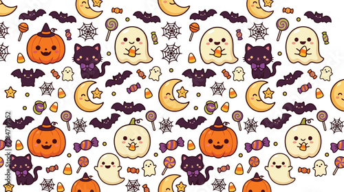 Seamless halloween pattern design featuring festive holiday elements for seasonal decorations and creative graphic background projects