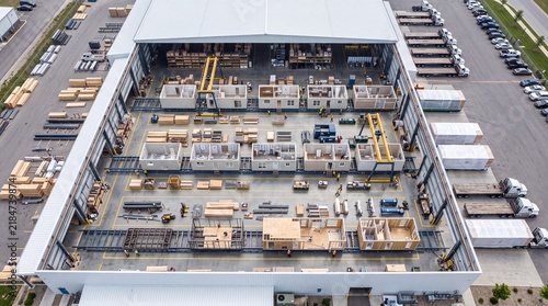 Modular Home Assembly Line in Modern Prefabrication Factory