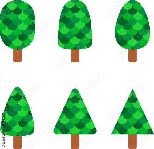 simple colourful tree illustration set