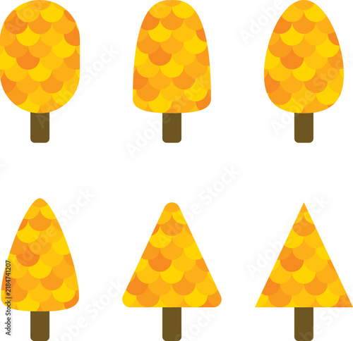 simple colourful tree illustration set