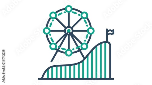 Amusement park icon animation. Animation related to recreational and holiday. Suitable for user interface, provide visual feedback and more. Alpha channel, transparent background