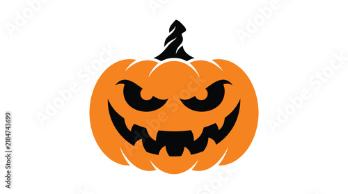 Orange pumpkin with carved face silhouette on transparent background jackolantern halloween