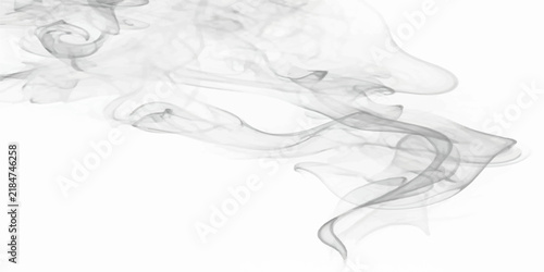 Smoke Isolated on White Background with Flowing Black Wisps and Abstract Swirling Motion Art