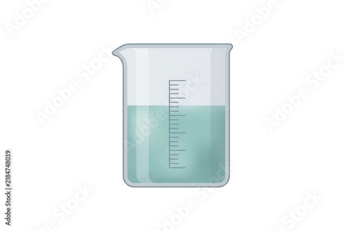 Becher di laboratorio con liquido ciano
