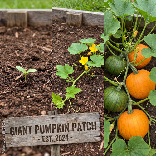 Growing pumpkin plant